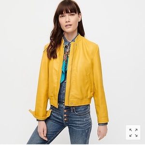 Yellow leather aviator jacket